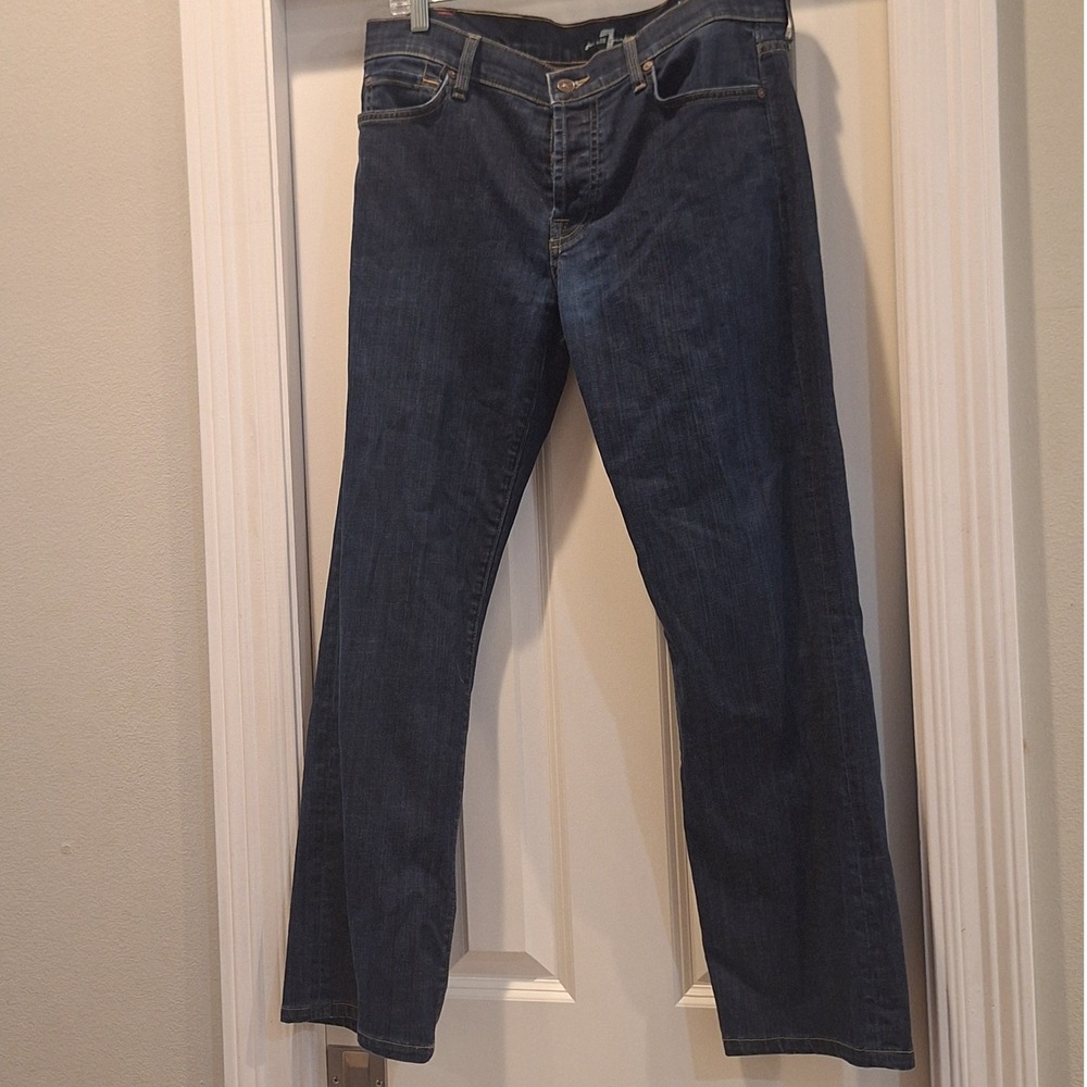 7 For All Mankind Standard Jeans Mens 34 Dark Blue Straight Leg Button Fly Denim - Picture 3 of 8